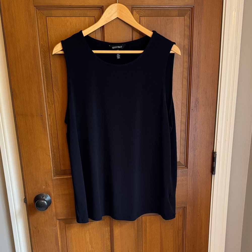 Ellen Tracy Navy Sleeveless Top